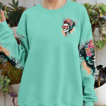 FRESH OUT OF F FLORAL MESSY BUN ALL OVER PRINT - TLTW2403234