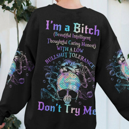 I'M A B DON'T TRY ME MERMAID MESSY BUN ALL OVER PRINT - TLNO1404231