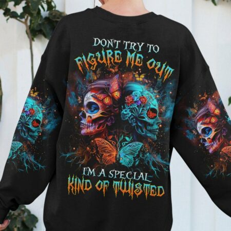 DON'T TRY TO FIGURE ME OUT TWO FACED SKULL ALL OVER PRINT - TLTR0404235