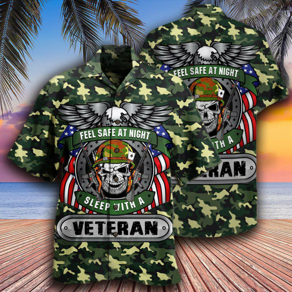 Veteran Feel Safe At Night Sleep With A Veteran - Hawaiian Shirt - Owl Ohh - Owl Ohh