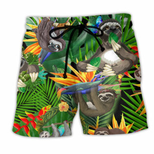 Sloth Happiness All Day Tropical Summer - Beach Short - Owl Ohh - Owl Ohh