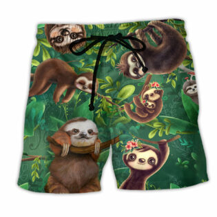 Sloth Lovely Cute Animals - Beach Short - Owl Ohh - Owl Ohh