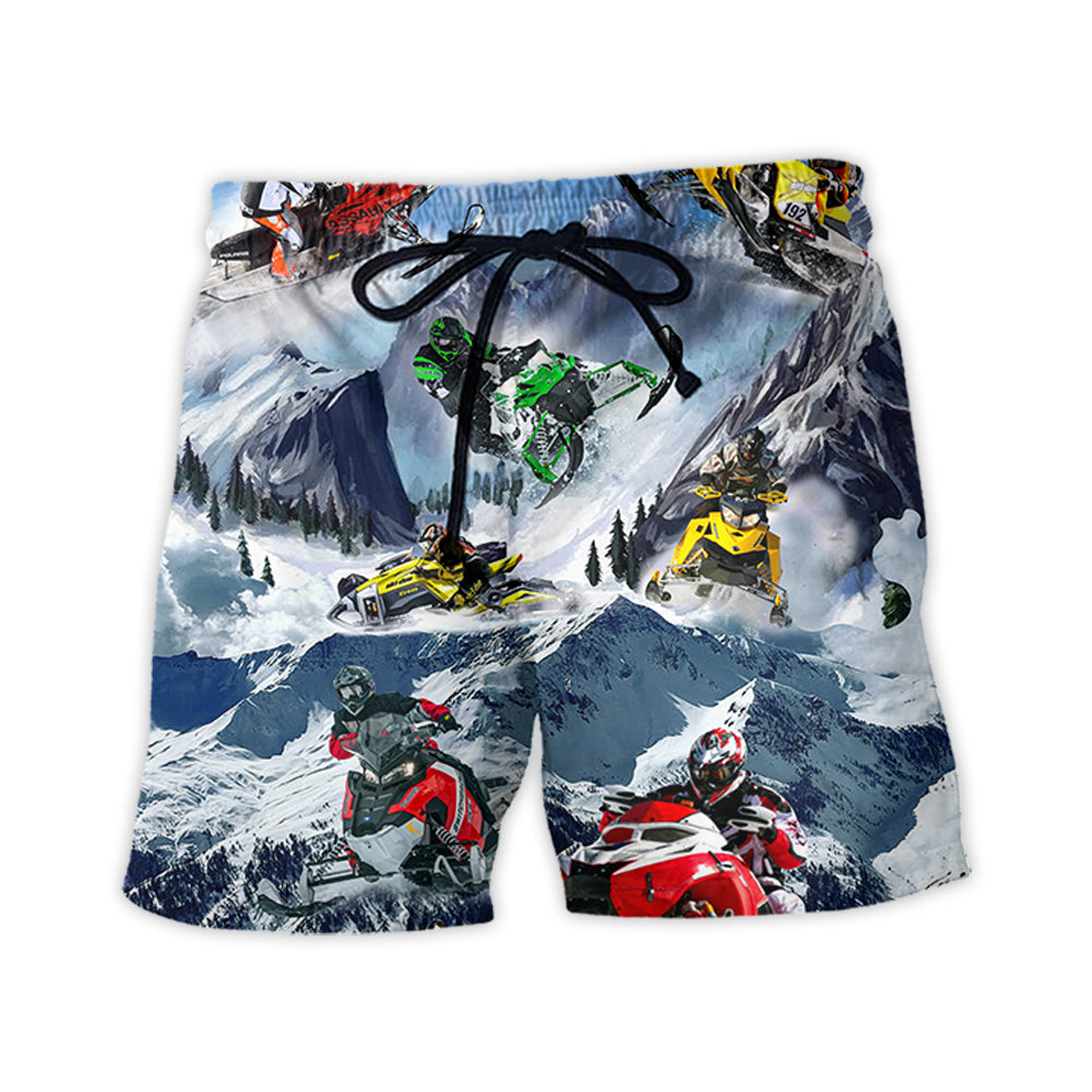 Snowmobile Life Style With Ice Mountain - Beach Short - Owl Ohh - Owl Ohh