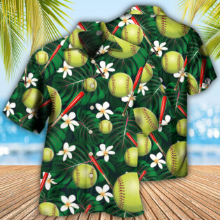 Softball Tropical Floral - Hawaiian Shirt - Owl Ohh for men and women, kids - Owl Ohh