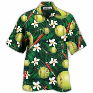 Softball Tropical Floral - Hawaiian Shirt - Owl Ohh for men and women, kids - Owl Ohh