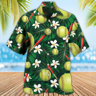 Softball Tropical Floral - Hawaiian Shirt - Owl Ohh for men and women, kids - Owl Ohh