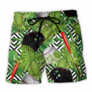 Softball Tropical Leaves Cool - Beach Short - Owl Ohh - Owl Ohh