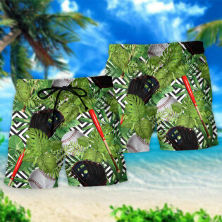 Softball Tropical Leaves Cool - Beach Short - Owl Ohh - Owl Ohh
