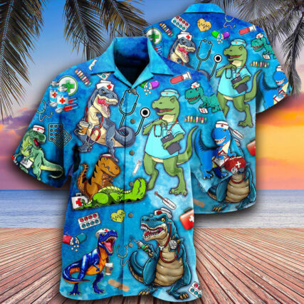 Dinosaur Sorry The Nice Nurse Is On Vacation - Hawaiian Shirt - Owl Ohh - Owl Ohh