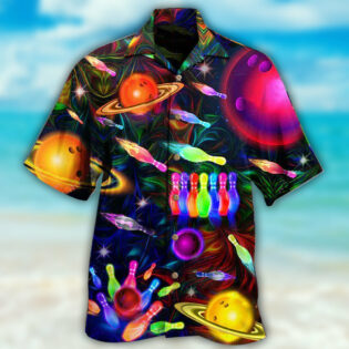 Bowling Neon Space Strike The Universe - Hawaiian Shirt - Owl Ohh - Owl Ohh