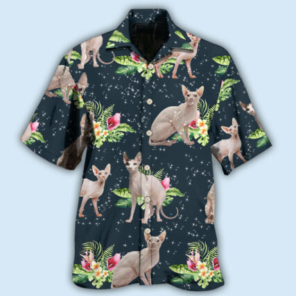 Cat Tropical Floral Sphynx Cat - Hawaiian Shirt - Owl Ohh - Owl Ohh