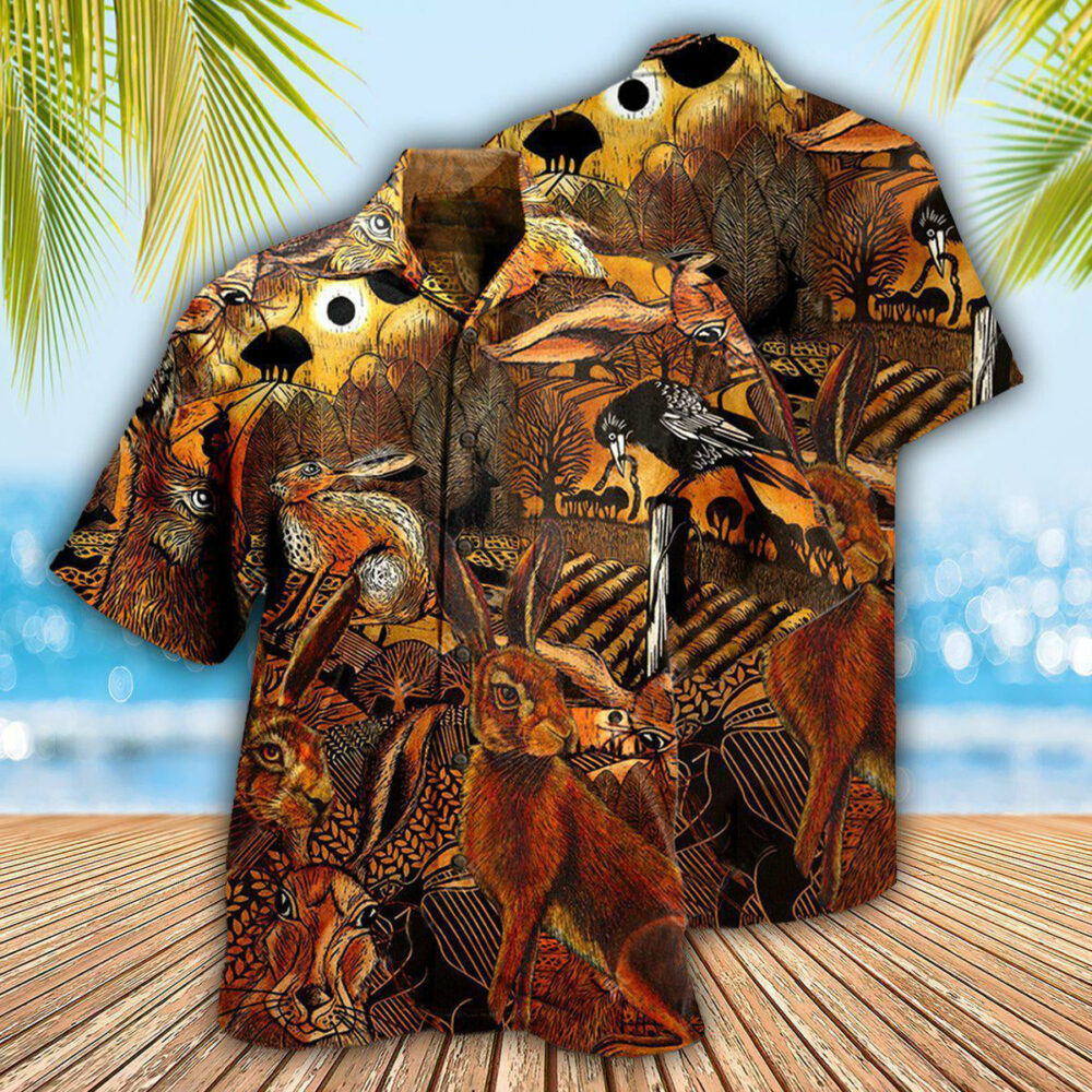 Animals Spooky Hares On The Fields - Hawaiian Shirt - Owl Ohh - Owl Ohh