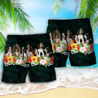 Springer Spaniel Dog Tropical Floral - Beach Short - Owl Ohh