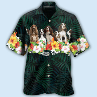 Springer Spaniel Dog Green Tropical Floral - Hawaiian Shirt - Owl Ohh - Owl Ohh