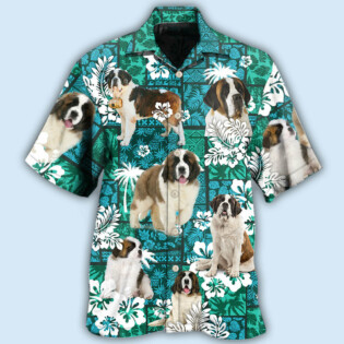 Saint Bernard Tropical Dog Green Lovely - Hawaiian Shirt - Owl Ohh - Owl Ohh