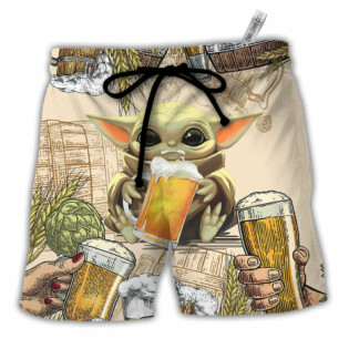 Star Wars Baby Yoda And Beer Wheat - Beach Short