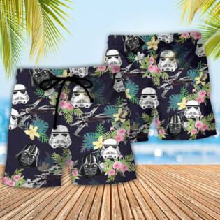 Star Wars Darth Vader Stormtrooper Helmet Tropical Pattern - Beach Short