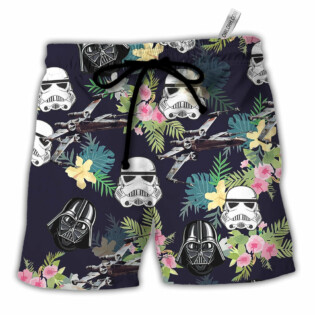 Star Wars Darth Vader Stormtrooper Helmet Tropical Pattern - Beach Short