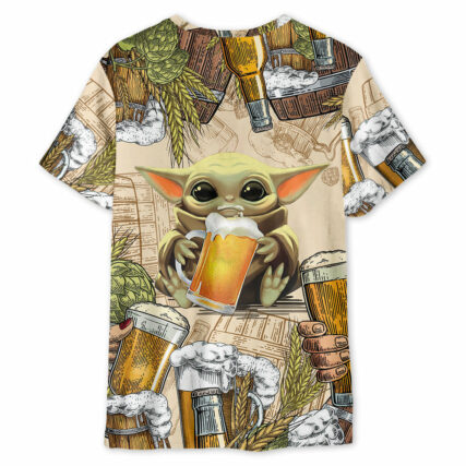 Star Wars Baby Yoda And Beer Wheats - Unisex 3D T-shirt - Owl Ohh-Owl Ohh