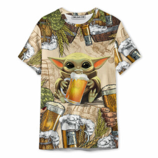 Star Wars Baby Yoda And Beer Wheats - Unisex 3D T-shirt - Owl Ohh-Owl Ohh