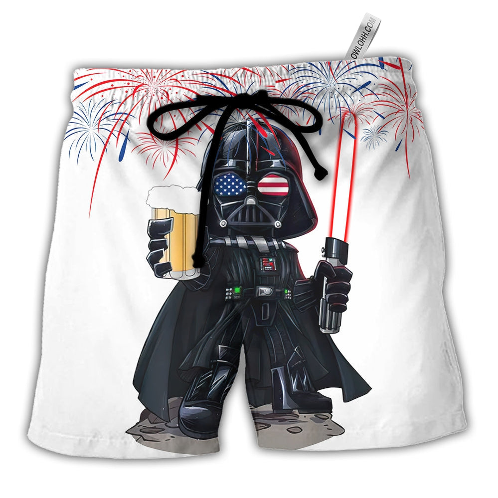 Starwars Independence Day Darth Vader With Beer - Beach Short - Owl Ohh-Owl Ohh