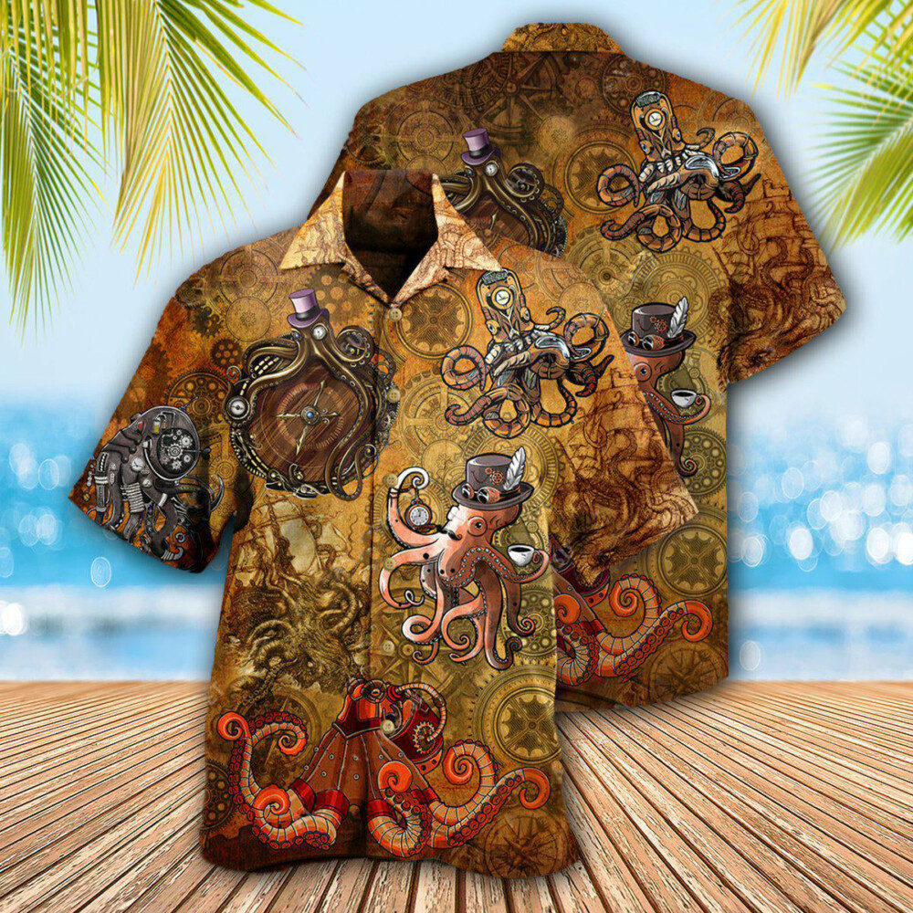 Octopus Steampunk Vintage Style - Hawaiian Shirt - Owl Ohh - Owl Ohh