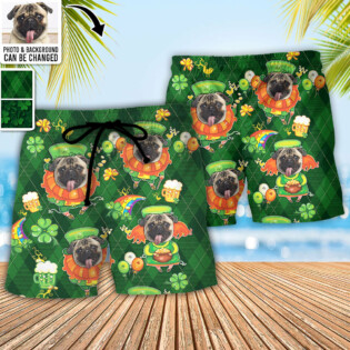 ST Patrick's Day Lucky Coin Shamrock Art Funny Custom Photo - Beach Short - Personalized Photo Gifts - Owl Ohh
