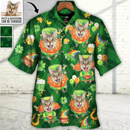 ST Patrick's Day Lucky Coin Shamrock Art Funny Custom Photo - Hawaiian Shirt - Personalized Photo Gifts for men and women, kids - Owl Ohh