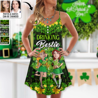 St Patrick's Day Lucky Besties Friends Custom Photo - V-neck Sleeveless Cami Dress - Personalized Photo Gifts - Owl Ohh