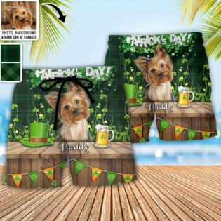 St.Patrick's Day Happy Gold Shamrock Custom Photo Personalized - Beach Short - Personalized Photo Gifts - Owl Ohh