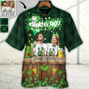 St.Patrick's Day Happy Luck Coin Gold Shamrock Custom Photo Personalized - Hawaiian Shirt - Personalized Photo Gifts for men and women, kids - Owl Ohh