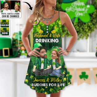 St Patrick's Day Lucky Couple Shamrock Coin Art Custom Photo Personalized - V-neck Sleeveless Cami Dress - Personalized Photo Gifts - Owl Ohh