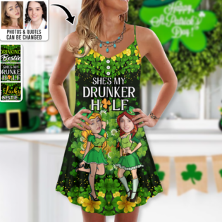 St Patrick's Day Lucky Besties Friends Custom Photo - V-neck Sleeveless Cami Dress - Personalized Photo Gifts - Owl Ohh