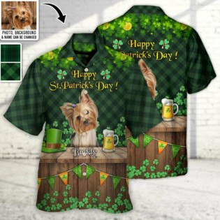 St.Patrick's Day Happy Luck Coin Gold Shamrock Custom Photo Personalized - Hawaiian Shirt - Personalized Photo Gifts for men and women, kids - Owl Ohh