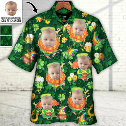 ST Patrick's Day Lucky Coin Shamrock Art Funny Custom Photo - Hawaiian Shirt - Personalized Photo Gifts for men and women, kids - Owl Ohh