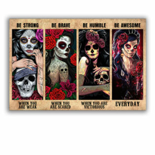 Sugar Skull Mexico Girl Be Strong - Horizontal Poster - Owl Ohh - Owl Ohh