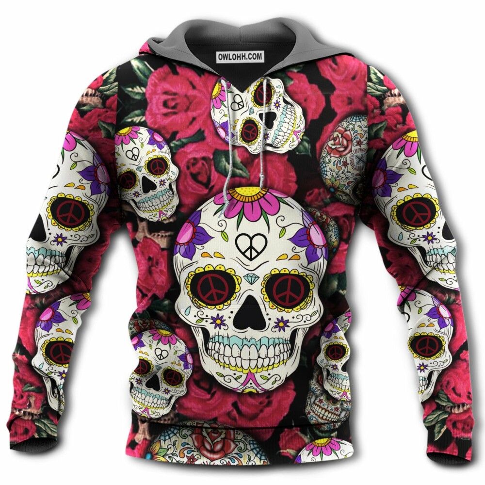Sugar Skull Rose - Hoodie - Owl Ohh - Owl Ohh