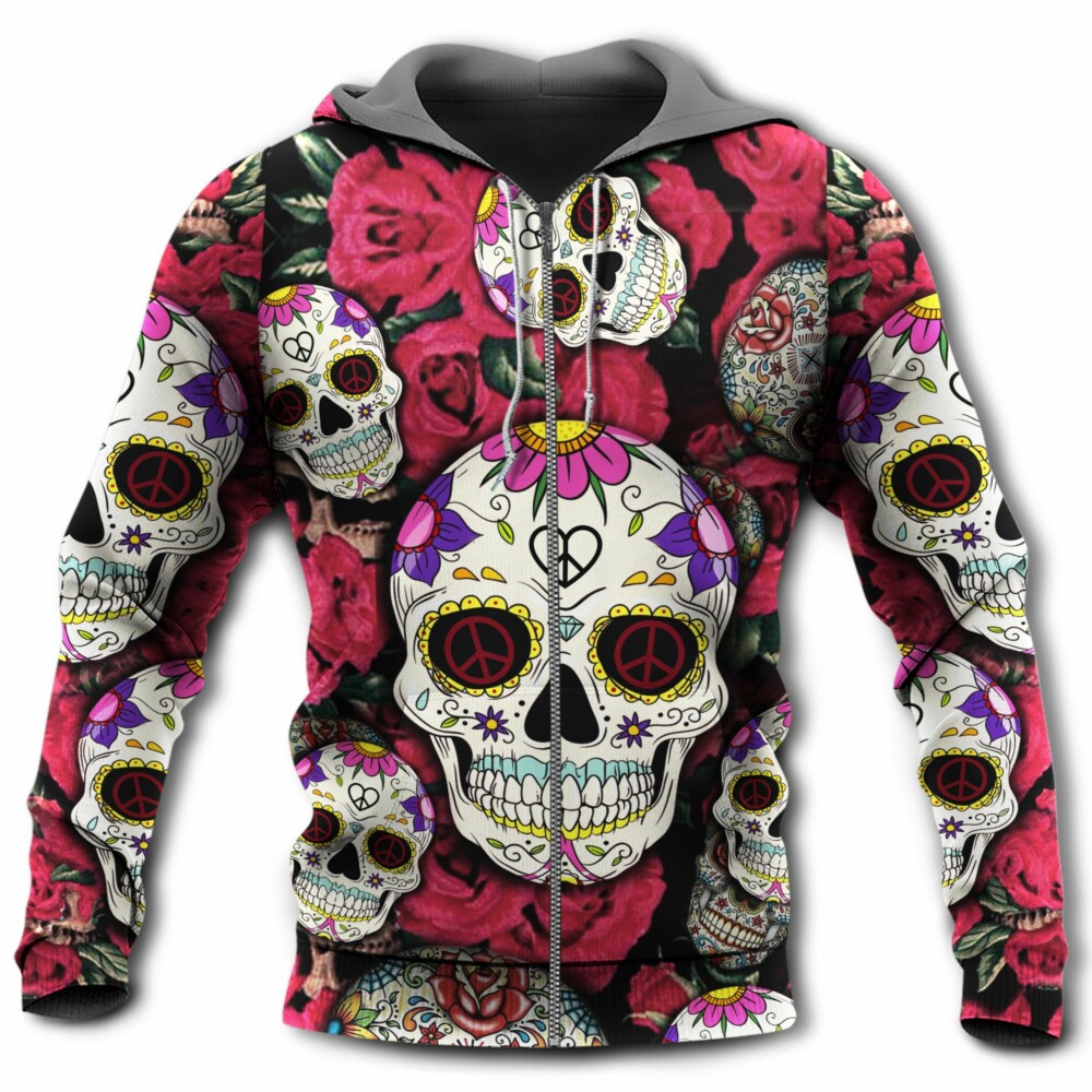 Sugar Skull Rose - Hoodie - Owl Ohh - Owl Ohh