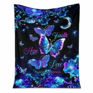 Suicide Prevention Faith Hope Love Suicide Butterfly - Flannel Blanket - Owl Ohh - Owl Ohh