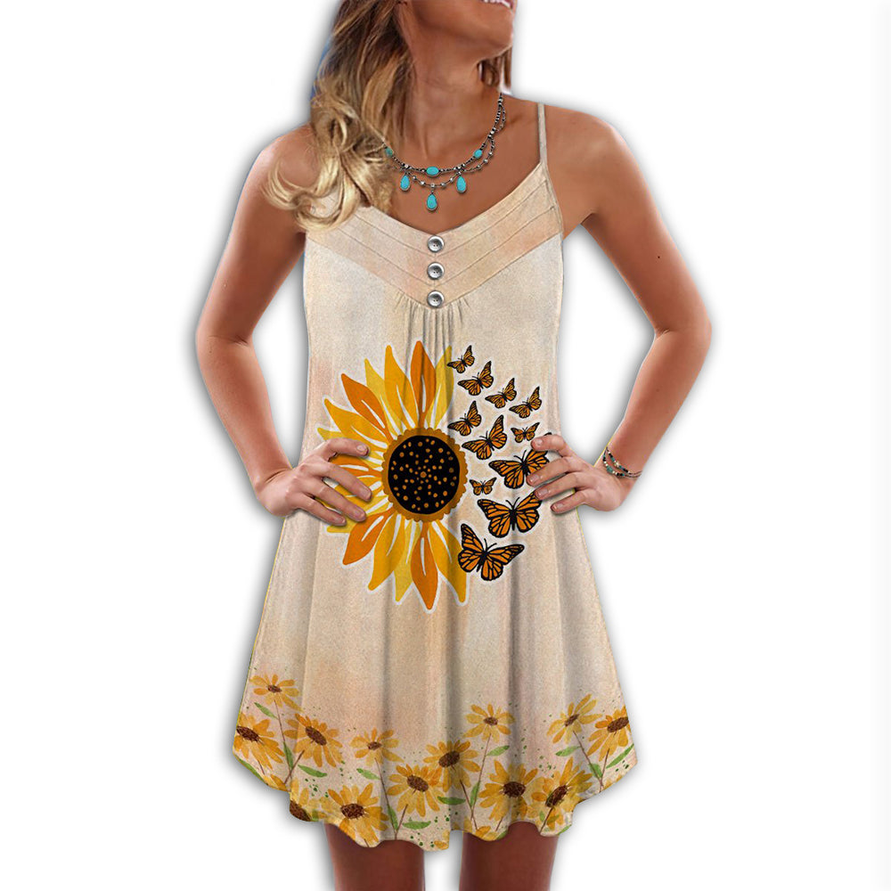Butterfly And Sunflower Loves Summer - Summer Dress - Owl Ohh - Owl Ohh