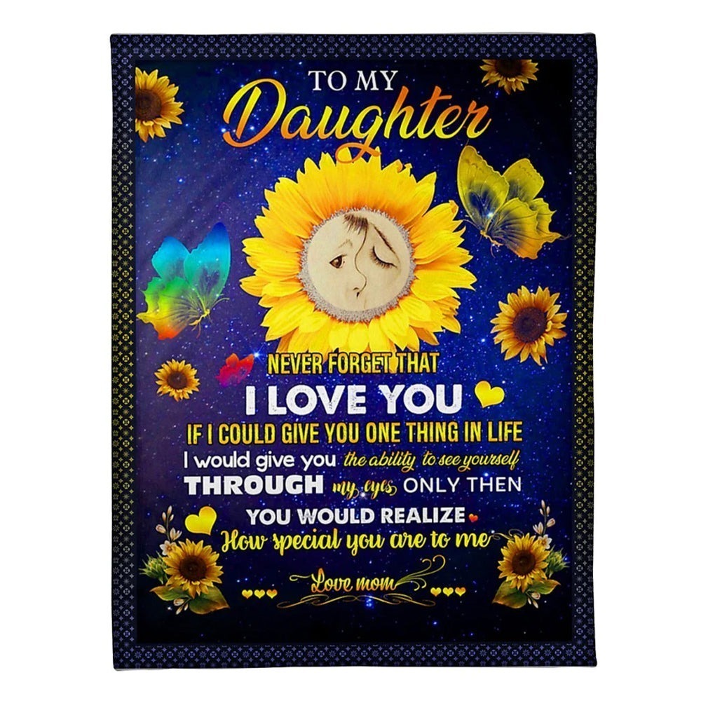 Sunflower Never Forget I Love U Mom To Daughter Style - Flannel Blanket - Owl Ohh - Owl Ohh