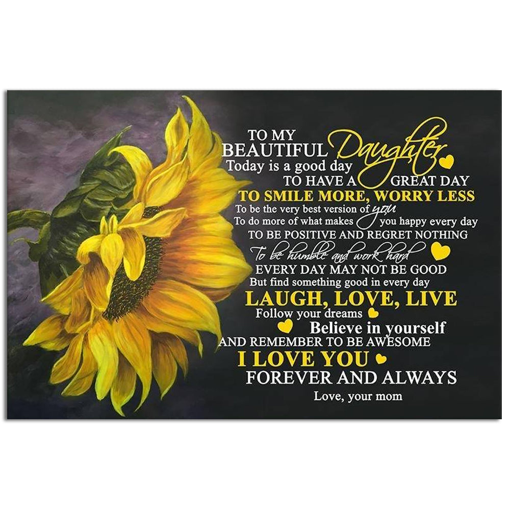 Sunflower To My Beautiful Daughter I Love You - Horizontal Poster - Owl Ohh - Owl Ohh