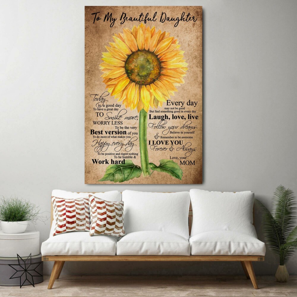 Sunflower To My Beautiful Daughter I Love You Love Your Mom - Vertical Poster - Owl Ohh - Owl Ohh
