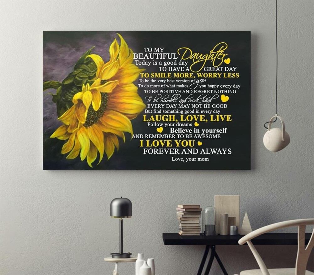 Sunflower To My Beautiful Daughter I Love You - Horizontal Poster - Owl Ohh - Owl Ohh