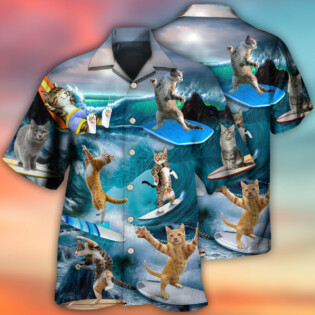 Surfing Cute Cats Style - Hawaiian Shirt - Owl Ohh for men and women, kids - Owl Ohh