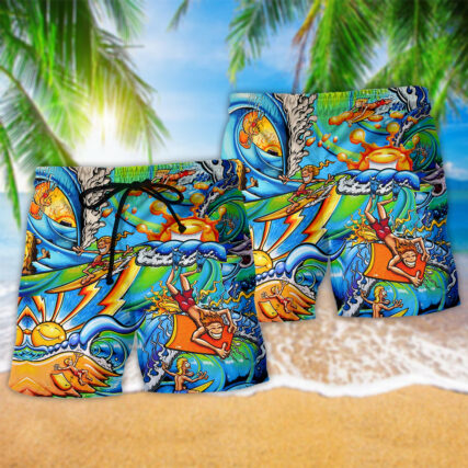 Surfing Happy Color Wave - Beach Short - Owl Ohh - Owl Ohh