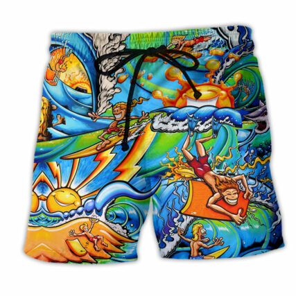 Surfing Happy Color Wave - Beach Short - Owl Ohh - Owl Ohh
