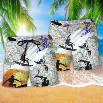 Surfing Is My Life Color Art - Beach Short - Owl Ohh - Owl Ohh