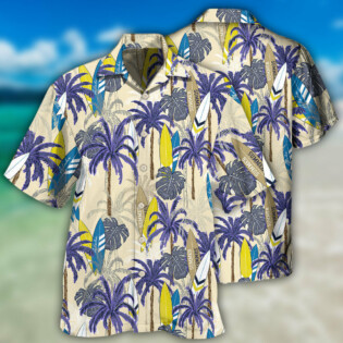 Surfing Tropical Tree - Hawaiian Shirt - Owl Ohh - Owl Ohh