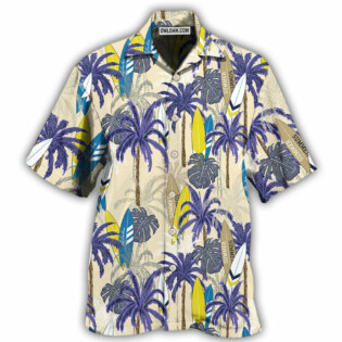 Surfing Tropical Tree - Hawaiian Shirt - Owl Ohh - Owl Ohh
